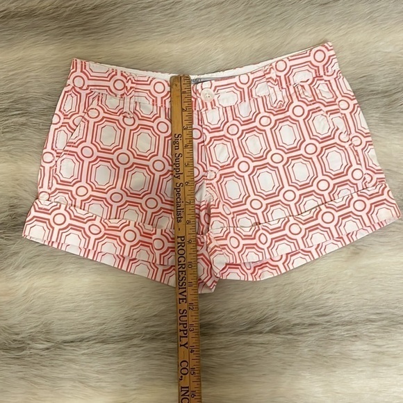 OLD NAVY White Orange Circle Square 0 Y2K Shorts Low Rise Belt Loops Pockets - Picture 7 of 10